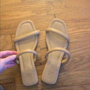 Tan Minimalist Faux Leather Sandals
